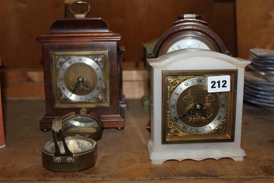 5 mantel timepieces and a compass